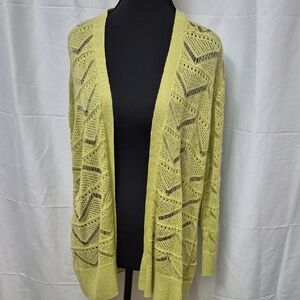 Cyrus Lace Knit Open-Front Cardigan - Light Yellow